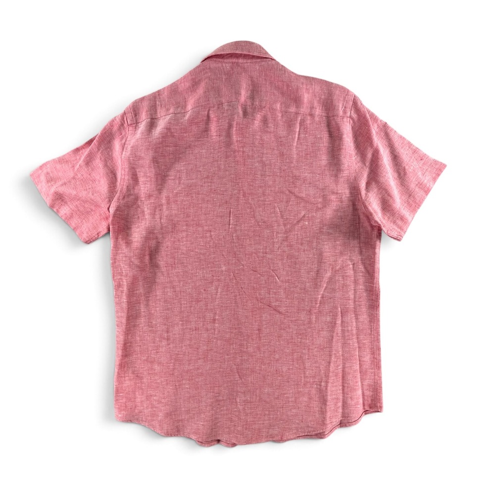 UNTUCKit Cameron Shirt Mens M Red 100% Linen Short Sleeve Slim Fit Button Up - Picture 3 of 8